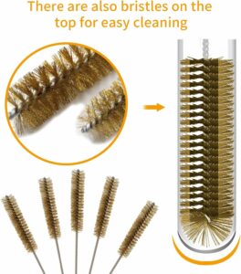 7-teiliges Messingdraht-Rohrbürsten-Flaschenbürsten-Set, 27,9 cm lange Drahtbürsten zum Reinigen, Drahtpfeifenreiniger, Bohrungsbürstenreinigung für Rohre, Flaschen, Tastaturen, Glas
