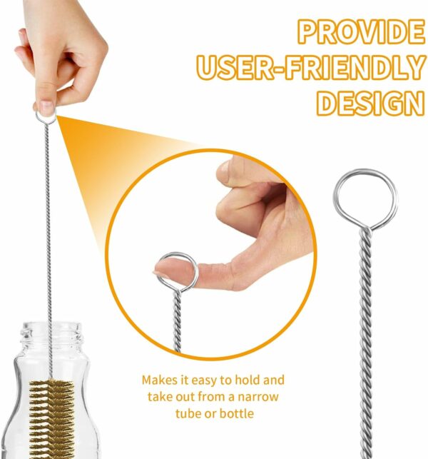 7-teiliges Messingdraht-Rohrbürsten-Flaschenbürsten-Set, 27,9 cm lange Drahtbürsten zum Reinigen, Drahtpfeifenreiniger, Bohrungsbürstenreinigung für Rohre, Flaschen, Tastaturen, Glas - Image 4