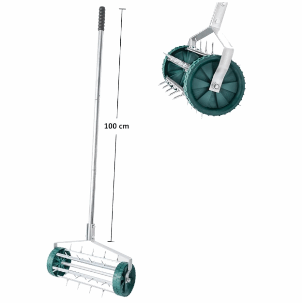 UPP rollender Rasenlüfter mit Stiel | Handvertikutierer mit 27 Nägeln (3,5cm) für die Rasenpflege | Manueller Aerifizierer Macht Rasenbelüften einfach | Robuste Stachelwalze ohne Strom & Benzin - Image 3