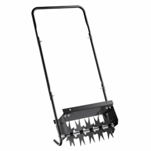 Wiltec Rasenlüfter mit 40 cm Arbeitsbreite und 6,4 cm Arbeitstiefe, Vertikutierer mit 5 Stachel-Scheiben aus Stahl, Aerifizierer zum Rasen belüften