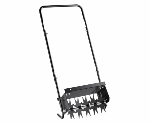 Wiltec Rasenlüfter mit 40 cm Arbeitsbreite und 6,4 cm Arbeitstiefe, Vertikutierer mit 5 Stachel-Scheiben aus Stahl, Aerifizierer zum Rasen belüften