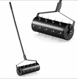 COSTWAY Rasenlüfter (1-tlg), Rasenrolle mit Stiel & Nägeln, 44x128 cm, schwarz